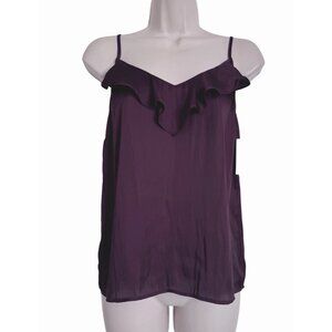Paige Plum Tank Size XS Adjustable Straps Ruffle Neckline NWT Cami Top
